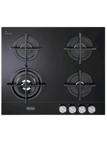 60cm black ceramic glass gas hob