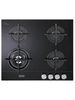 60cm black ceramic glass gas hob