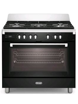 Delonghi Cookers Bassano 90cm Electric Multifunctional single cavity cooker with Gas hob Gloss Black