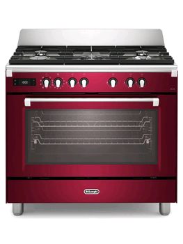 Delonghi Cookers Bassano 90cm Electric Multifunctional single cavity cooker with Gas hob Burgundy