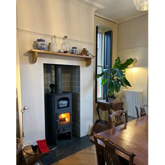 Clearview Pioneer Oven in Welsh Slate blue 6kw multifuel stove with top open oven